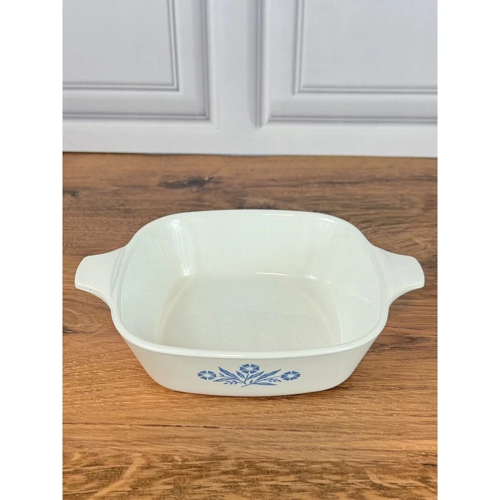 Vintage CorningWear Blue Cornflower P41 Petite Pan Casserole Dish Blue Stamp EUC